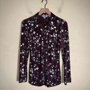 ROPER western cowgirl rodeo metallic floral pearl snap button up shirt S